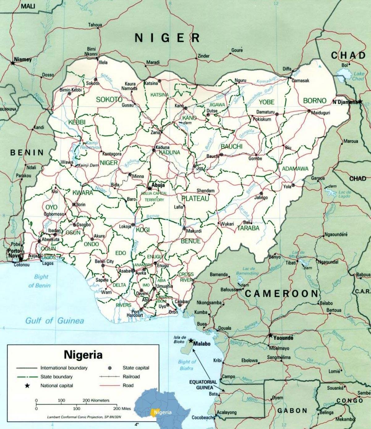 Лагос Нигерия на картата на Африка
