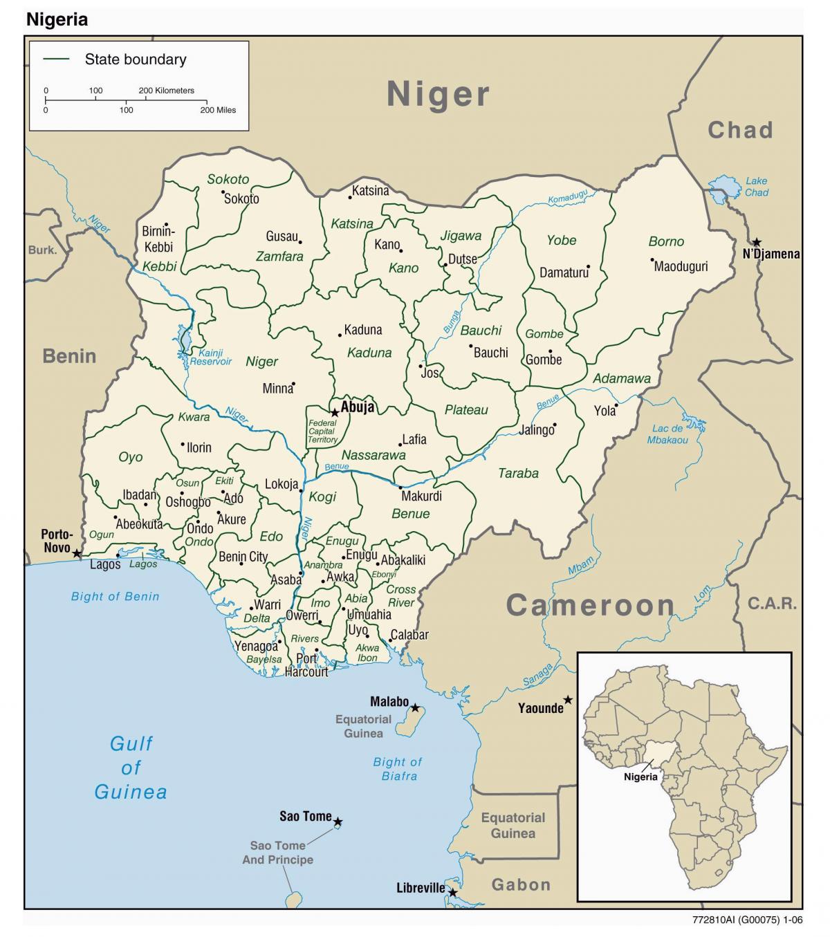 карта с градовете Нигерия