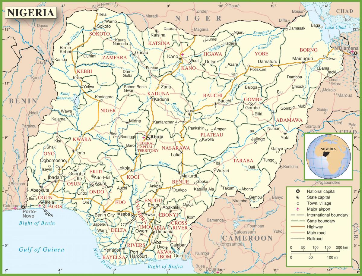 пълна карта на Нигерия