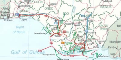 Карта на газопровода Нигерия 