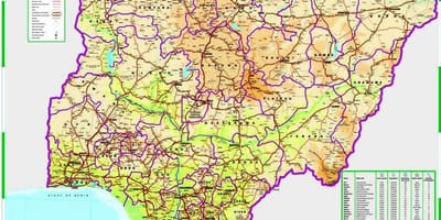 Карта на Нигерия пътя разстояние