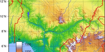 Карта на Нигерия топографическая