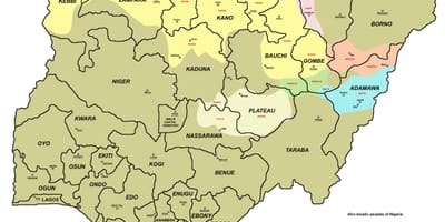 Карта на Нигерия от 36 държави