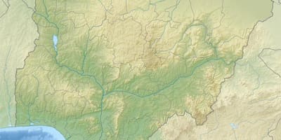 Карта на Нигерия с посочване на релефа